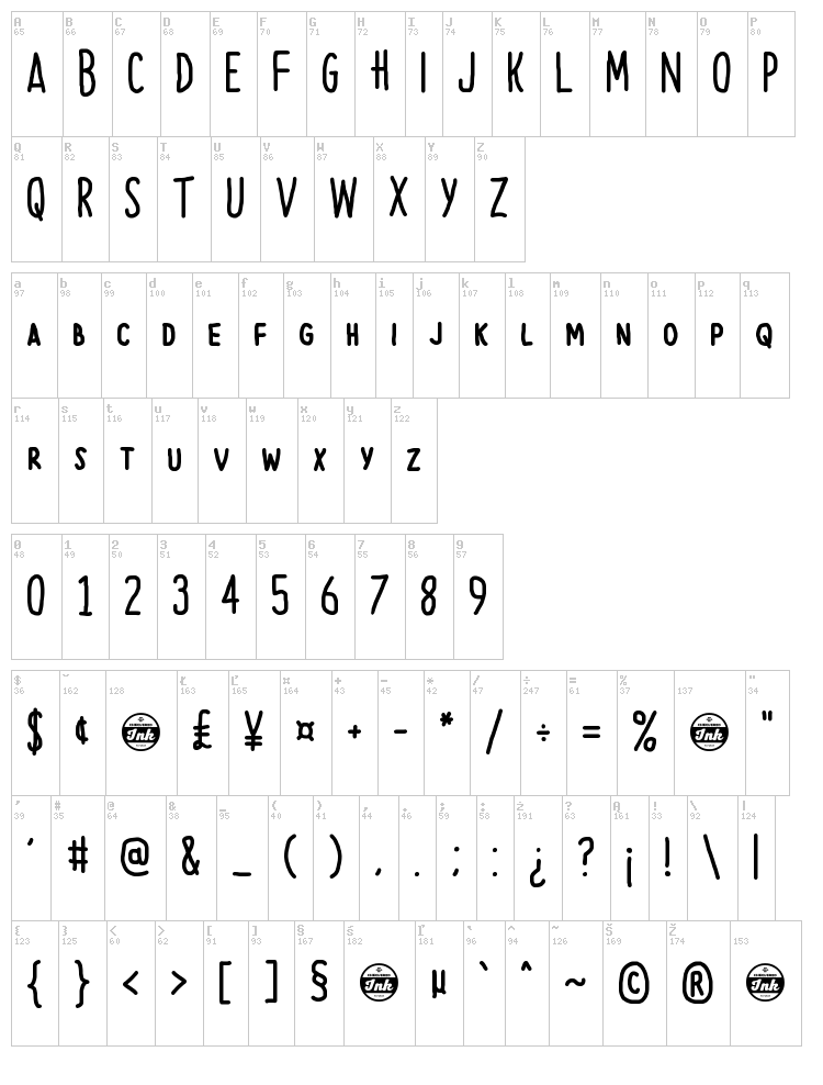 Beautiful Heartbeat font map